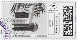 Stamp, Summer. Luggage in black, Personalized and Private Mail Stamps,  , Suitcases, Summer