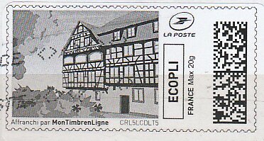 Stamp, Timber Framed Houses in black, Personalized and Private Mail Stamps,  , Houses