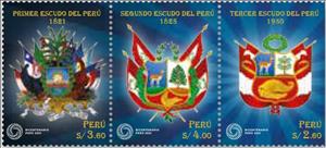 Se-tenant, Coat of Arms of Peru, Bicentenary, Peru,  , Coats of Arms
