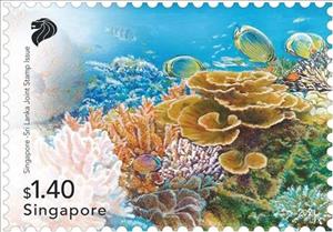 Stamp, Coral Reef, Sri Lanka, Singapore,  , Corals and Sponges, Joint Issues