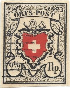 Coat of arms below post horn without cross edging
