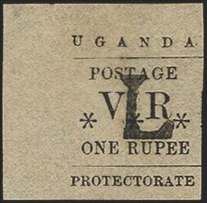 Stamp, Typeset Issue (‘L’ overprinted), Uganda,  