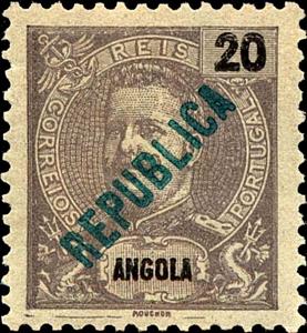 Stamp, Local overprint REPUBLICA, Angola,  