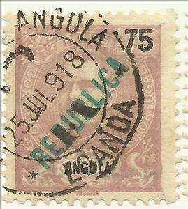 Stamp, Local overprint REPUBLICA, Angola,  