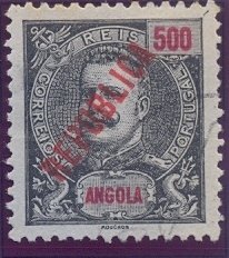 Stamp, Local overprint REPUBLICA, Angola,  