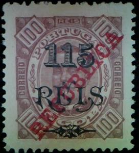 Stamp, D. Carlos I, local overprint "REPUBLICA", Angola,  