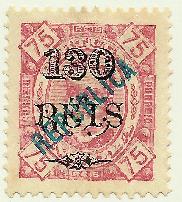 D. Carlos I, local overprint "REPUBLICA"
