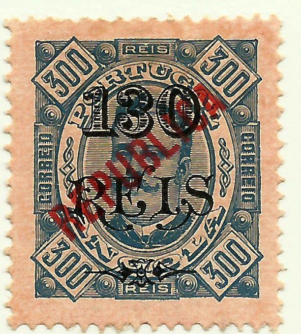 D. Carlos I, local overprint "REPUBLICA"