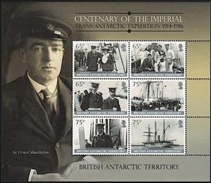 Souvenir Sheet, Centenary of the Imperial Trans-Atlantic Expedition 1914-16, British Antarctic Territory (BAT),  , Expeditions, Explorers, Sailing Ships