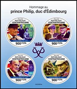Mini Sheet, Tribute to Prince Philip, Central African Republic,  , Famous People, Princes