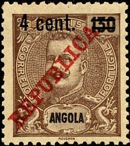 Stamp, Overprint new value, Angola,  