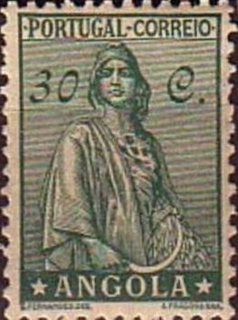 Stamp, Ceres new type, Angola,  , Mythology, Tools, Crops, Gods and goddesses