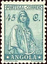 Stamp, Ceres new type, Angola,  , Mythology, Tools, Crops, Gods and goddesses