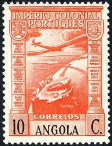 Stamp, Airplane over globe, Angola,  , Aviation, Globes, Aircrafts
