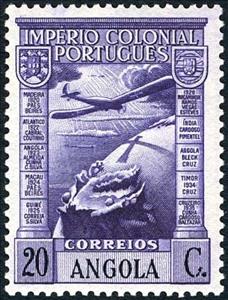 Stamp, Airplane over globe, Angola,  , Aviation, Globes, Aircrafts
