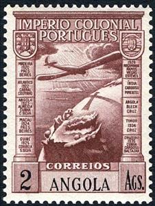 Stamp, Airplane over globe, Angola,  , Aviation, Globes, Aircrafts