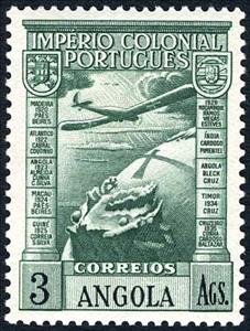 Stamp, Airplane over globe, Angola,  , Aviation, Globes, Aircrafts