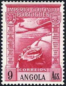 Stamp, Airplane over globe, Angola,  , Aviation, Globes, Aircrafts