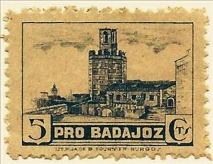 Stamp, Espantaperros Tower (Badajoz), Cinderellas,  , Buildings, Towers
