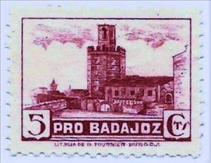 Stamp, Espantaperros Tower (Badajoz), Cinderellas,  , Buildings, Towers