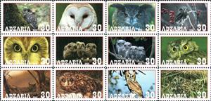 Se-tenant, Owls, Cinderellas,  , Animals (Fauna), Birds, Owls