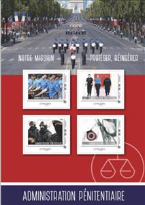 Souvenir Sheet, Administration Penitentiary, France- Personalized stamps,  , Army, Medals and Marks of Honour, Police, Uniforms