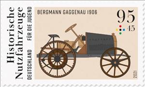 Stamp, Bergmann Gaggenau, 1908, Germany, Federal Republic,  , Tractors, Vehicles
