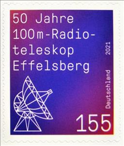 Stamp, Effelsberg Radio Telescope, 50th Annivesary, Germany, Federal Republic,  , Anniversaries and Jubilees, Astronomy, Telescopes