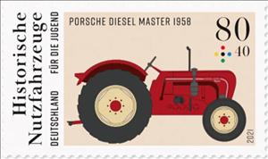 Stamp, Porsche Diesel Master, 1958, Germany, Federal Republic,  , Tractors, Vehicles