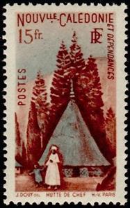 Stamp, Hut chef Couli, New Caledonia,  