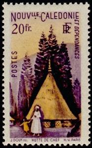 Stamp, Hut chef Couli, New Caledonia,  