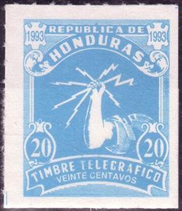 Stamp, Hand holding lightning bolts, Honduras,  , Hands, Telegraphy