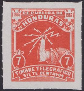 Stamp, Hand holding lightning bolts, Honduras,  , Hands, Telegraphy
