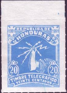Stamp, Hand holding lightning bolts, Honduras,  , Hands, Telegraphy