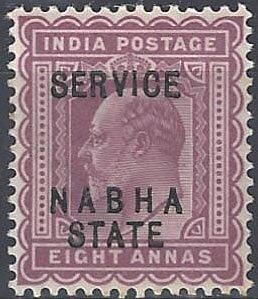 Stamp, King Edward VII - overprinted, Nabha,  , Crowns and Coronets, Famous People, Heads of State, Kings, Men, Royalty