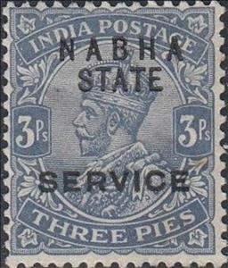Stamp, King George V - overprinted, Nabha,  , Crowns and Coronets, Famous People, Heads of State, Kings, Men, Royalty