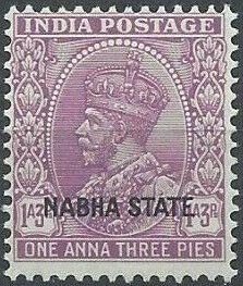 King George V wearing Imperial Crown of India - overprinted