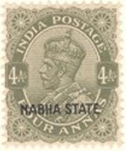 King George V wearing Imperial Crown of India- overprinted