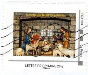 Stamp, Christmas Nativity. Creche de Noel. Orschwihr, Personalized and Private Mail Stamps,  , Churches - Cathedrals - Basilicas - Chapels