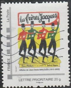 Stamp, Freres Jacques Poster by Jean-Dennis Maccles. 1912-2002, Personalized and Private Mail Stamps,  , Promotional Posters, Singers