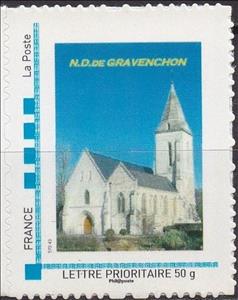 Stamp, Notre Dame de Gravenchon. Church, Personalized and Private Mail Stamps,  , Churches - Cathedrals - Basilicas - Chapels