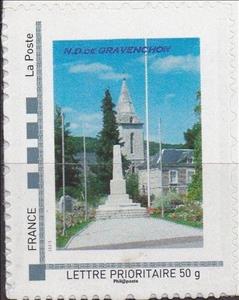Stamp, Notre Dame de Gravenchon. War Memorial, Personalized and Private Mail Stamps,  , Monuments