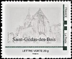 Stamp, Saint-Gildas-des-Bois, Personalized and Private Mail Stamps,  , Churches - Cathedrals - Basilicas - Chapels