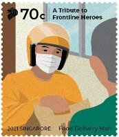 Stamp, Food Delivery Man, Singapore,  , Diseases, Professions