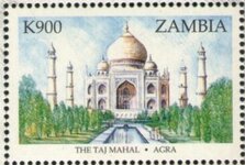 Stamp, The Taj Mahal in Agra, Zambia,  , Architecture, Art, Palaces