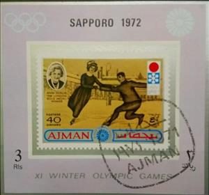 Souvenir Sheet, London 1908, figure skating, Ajman,  , Olympic Games