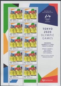 Mini Sheet, Women's 4x100 Freestyle Swimming Relay, Australia,  , Aquatic Sports, Athletes, Medals and Marks of Honour, Olympic Games, Sports, Swimming, Women