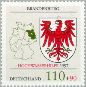 Stamp, Flooding Brandenburg, Germany, Federal Republic,  , Special Occasions, Cartography, Maps, Disasters
