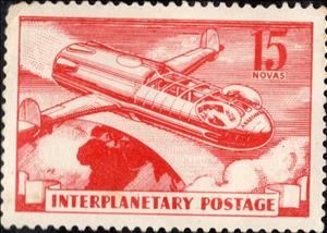 Stamp, Spacecraft with passengers, Cinderellas,  , Outer Space, Space Traveling, Spacecrafts