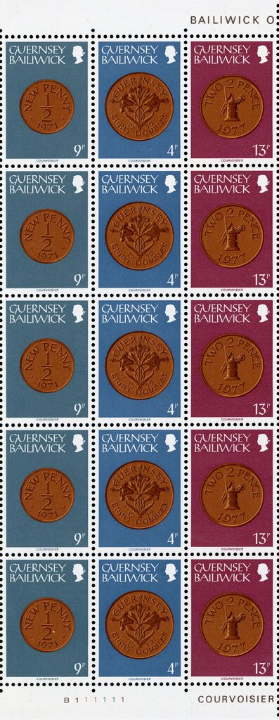 Guernsey Post Office Stamps: Coins (£ 1.30 booklet pane)